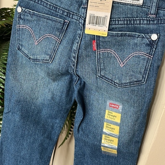 Brand New Levi’s Slim Straight Adjustable Waistband Stretch Pink Heart Jeans - Picture 10 of 13